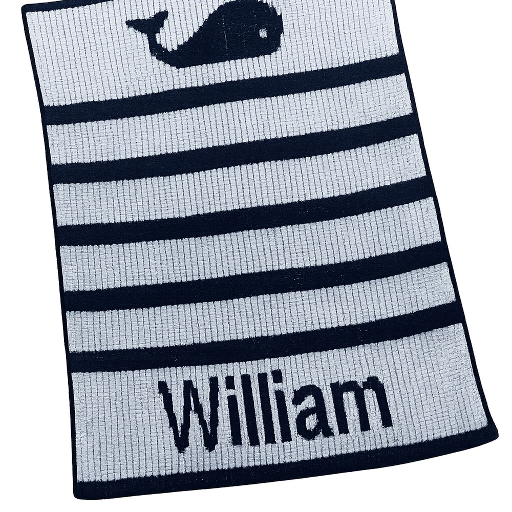 NWOT Striped Whale Knit Blanket